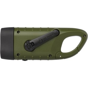 STAC 104575 - Helios recycled plastic solar dynamo flashlight with carabiner Army Green