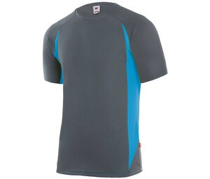 VELILLA V5501 - Two-tone technical T-shirt Grey/Sky Blue